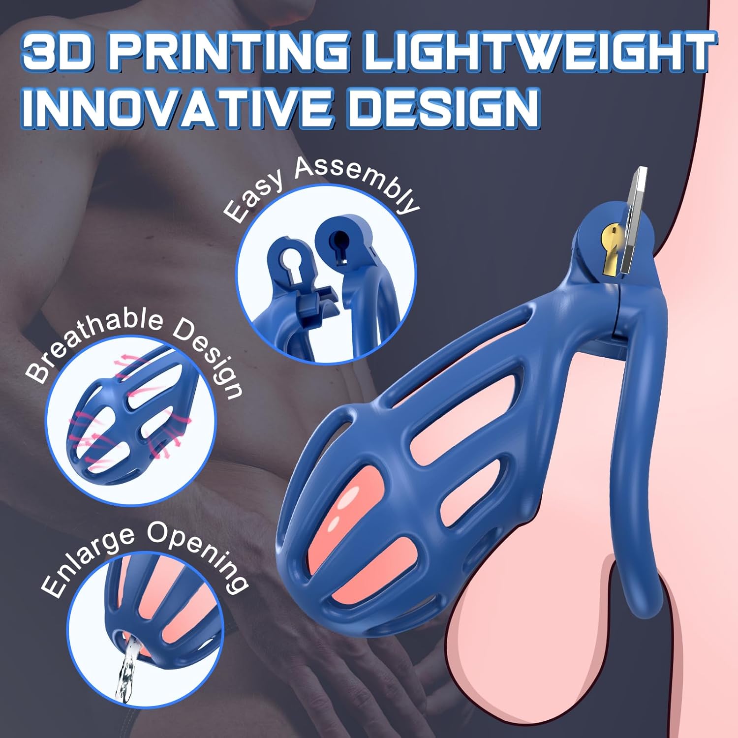 Dispositivos de castidad jaula de castidad para hombres, control de erección del pene en impresión 3D - Imagen 2